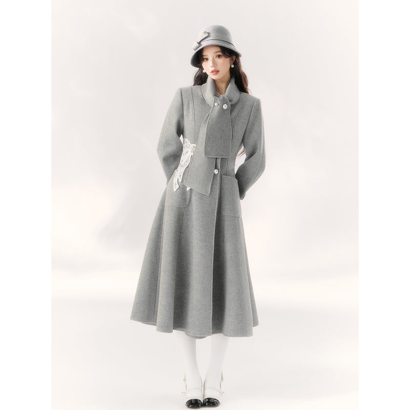 Gray Embroidered Classical Coat