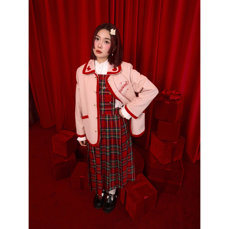 紫陽花と蝶の刺繍ウールジャケット