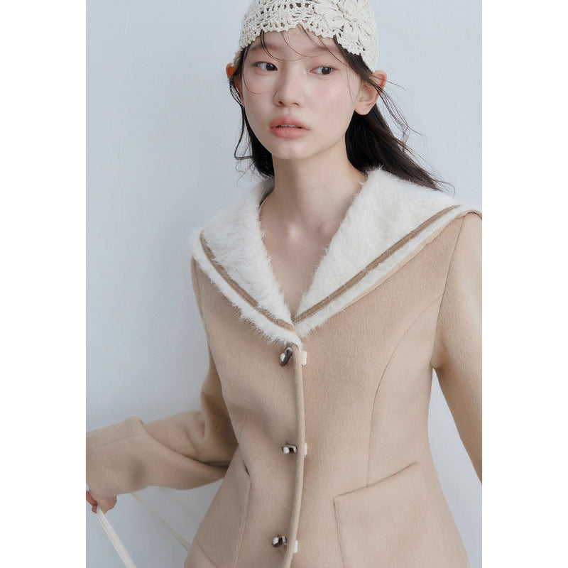 Sailor collar Beige Short Jacket