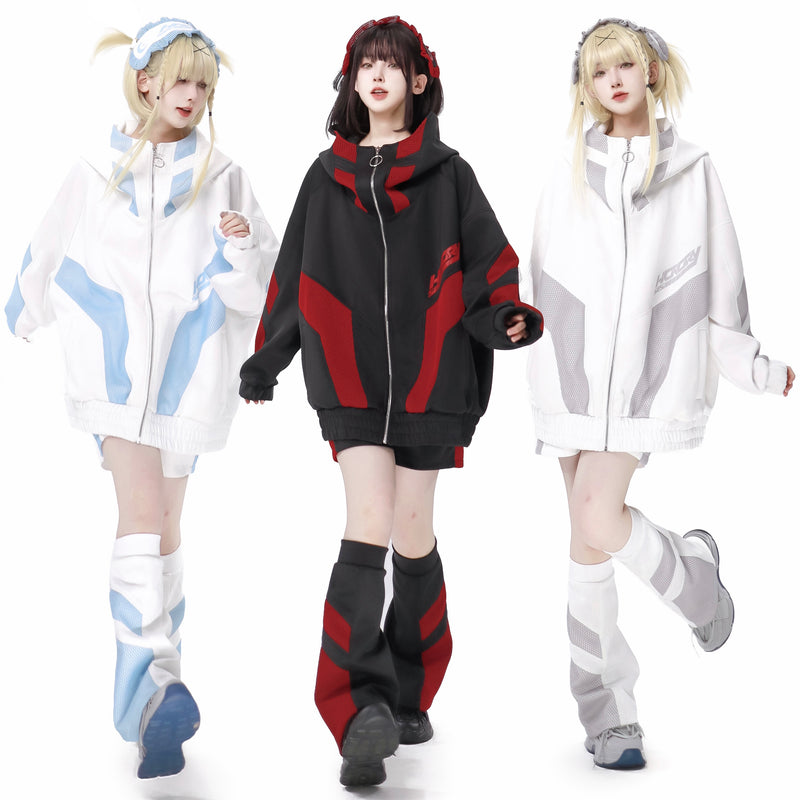 Ground Mine Girl Big Hoodie and Half Pants - Virtual Era