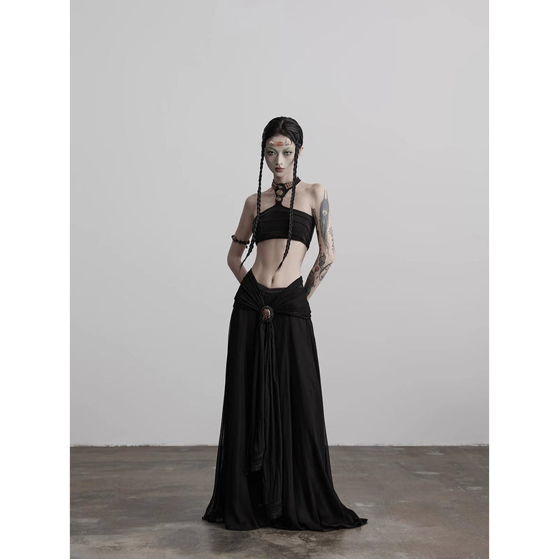 Cameo Brooch Gothic Long Skirt