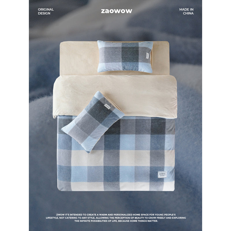 Scandinavian Check Pattern Bed Cover Set