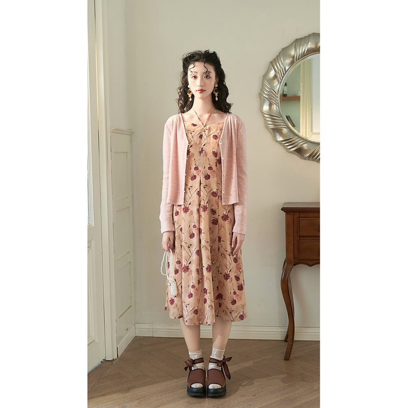 French Retro Rose Flower Dress