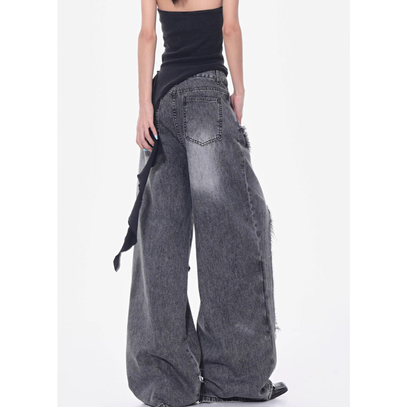 Distressed Wide Denim Pants