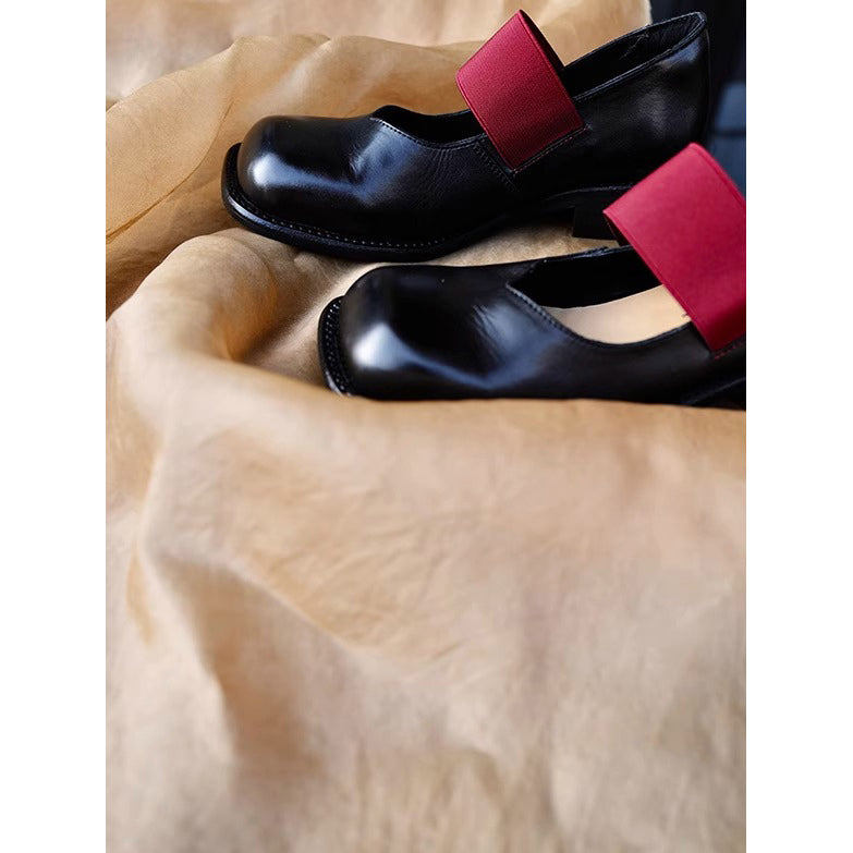 Black Square Toe Mary Jane Shoes