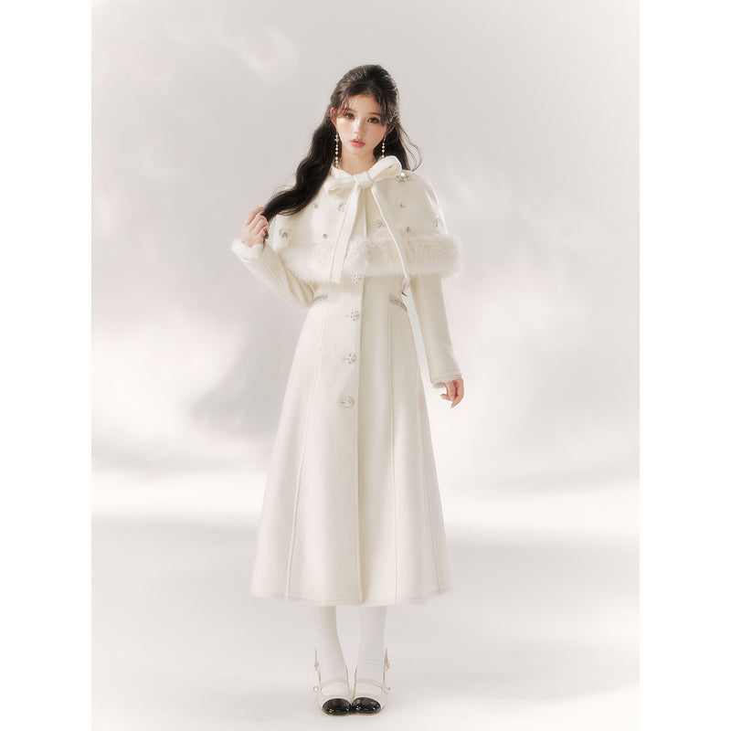 Elegant Embroidered Classical Cape Coat