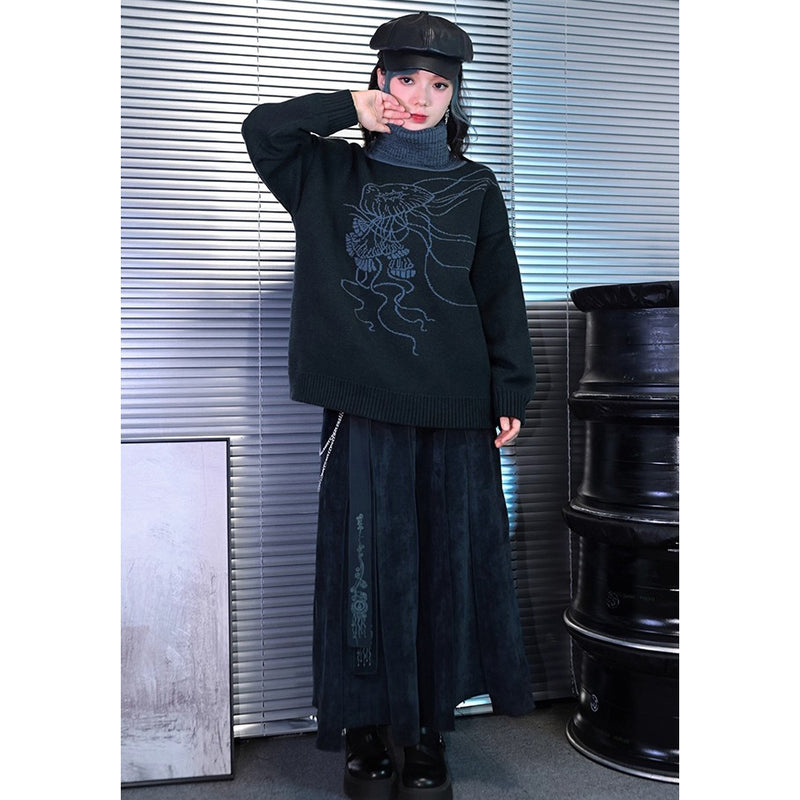 海月の刺繍リボンパネルスカート