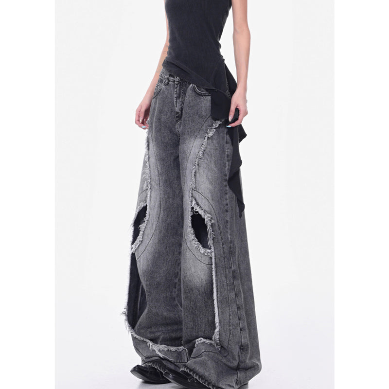 Distressed Wide Denim Pants