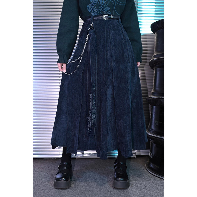 海月の刺繍リボンパネルスカート