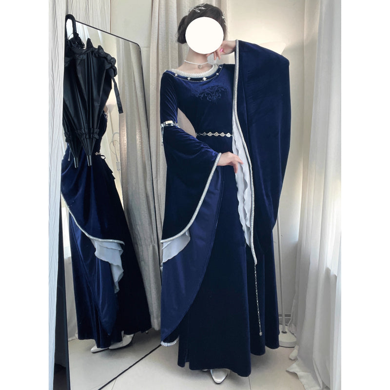 紺青の王妃の刺繍エレガントワンピース[2026年1月上旬-2月上旬発送予定]