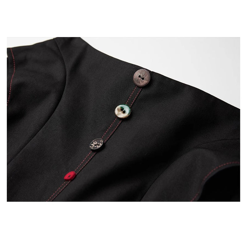 Planet Button Black Wide Pants