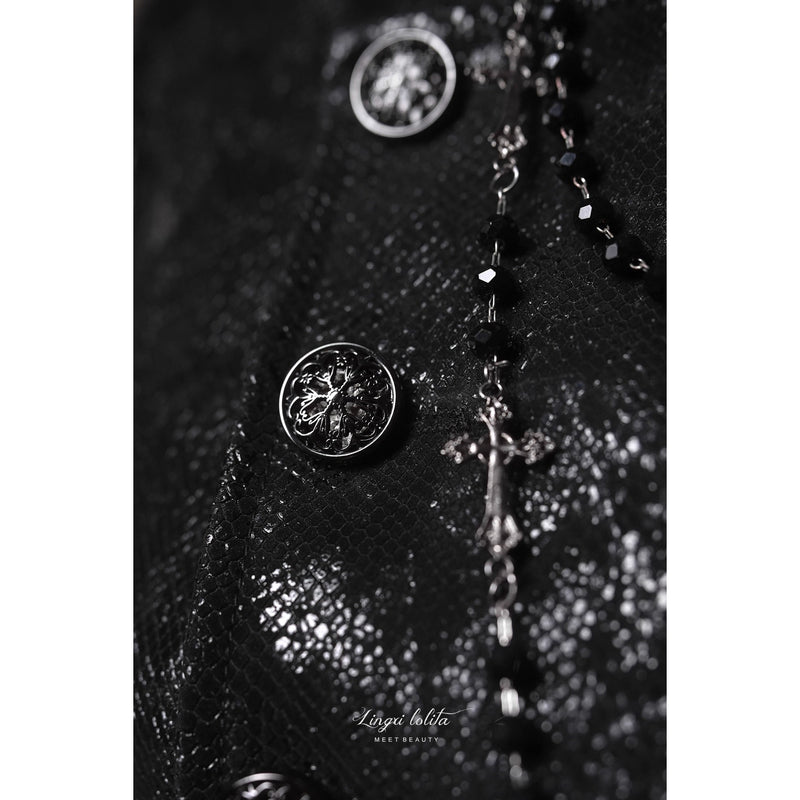 脊椎骨格の刺繍ゴシックコート