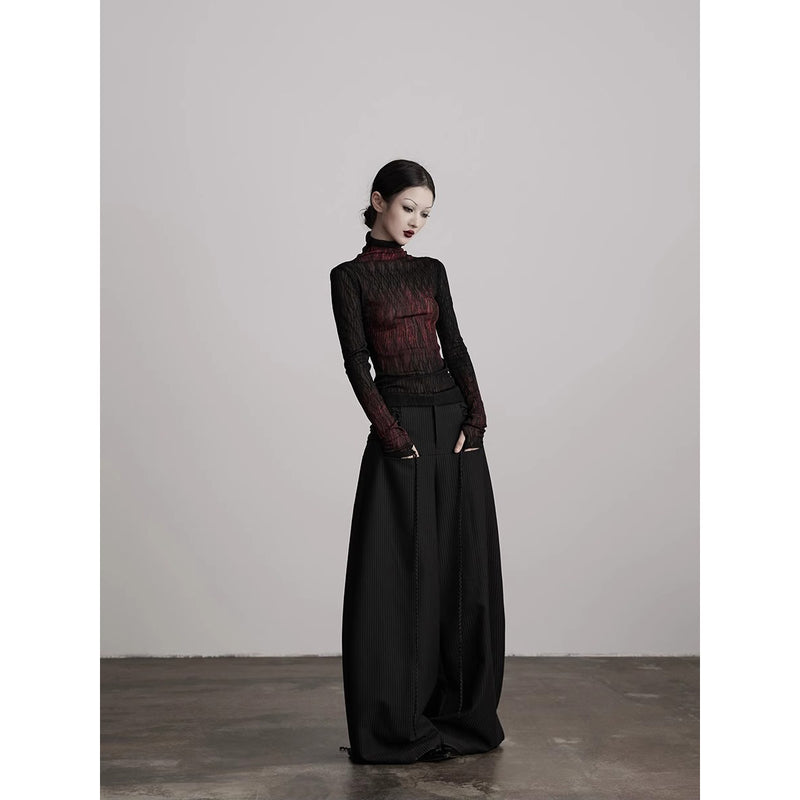 Red Flame Lace High Neck Top