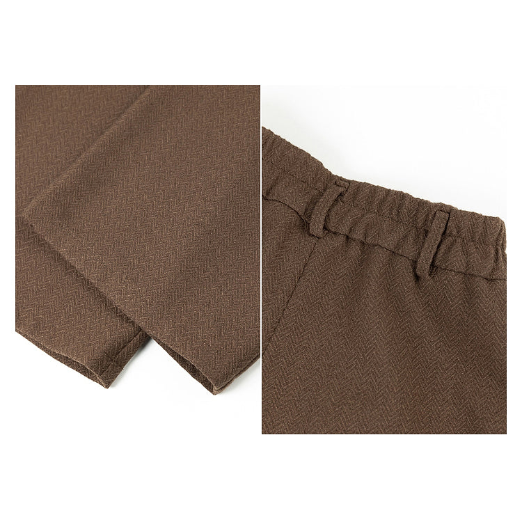 Dark Brown Herringbone Wide Pants