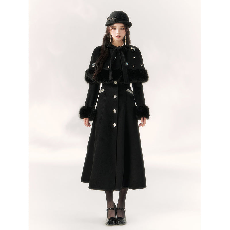 Elegant Embroidered Classical Cape Coat