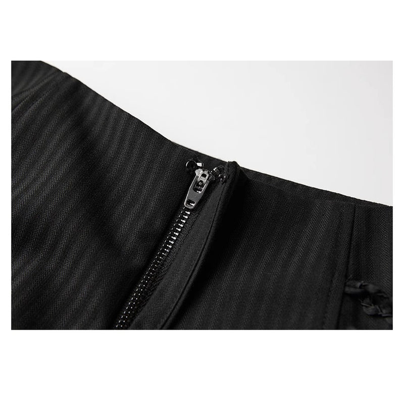 Black Wide Pants with Side Ribbon