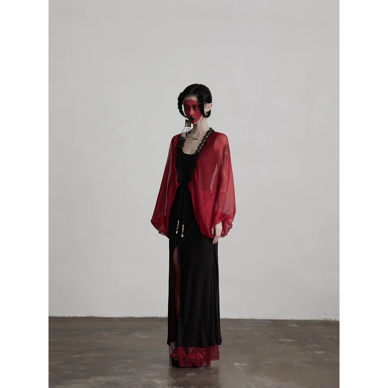 Bright Red Silk Fairy Shawl