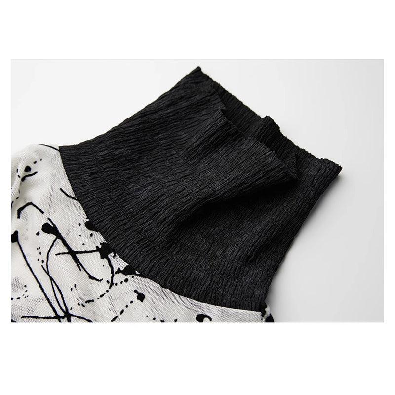 Ink Painting Knit Lace Tank Top
