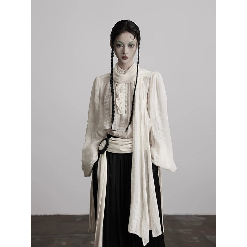 Royal Jacquard Ribbon Blouse