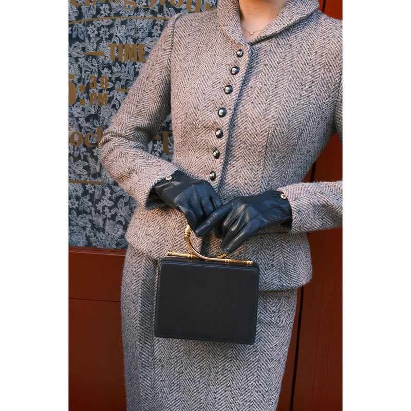 銀幕の貴婦人のツイードジャケットとペンシルスカート - Dark Gray