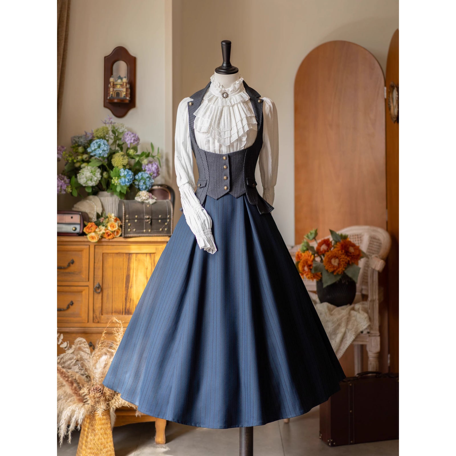英国のお嬢様のコルセットスカート - Navy Blue – ManusMachina