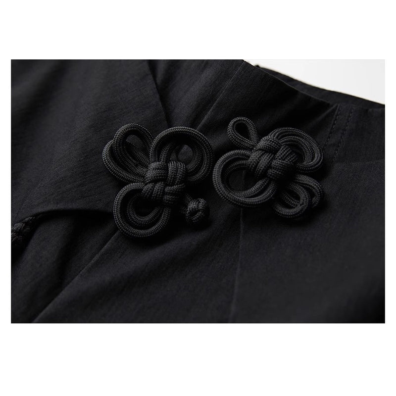Chinese Knot Black Wide Pants