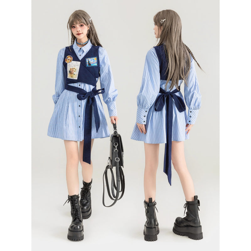 星月夜と向日葵のレイヤードワンピース