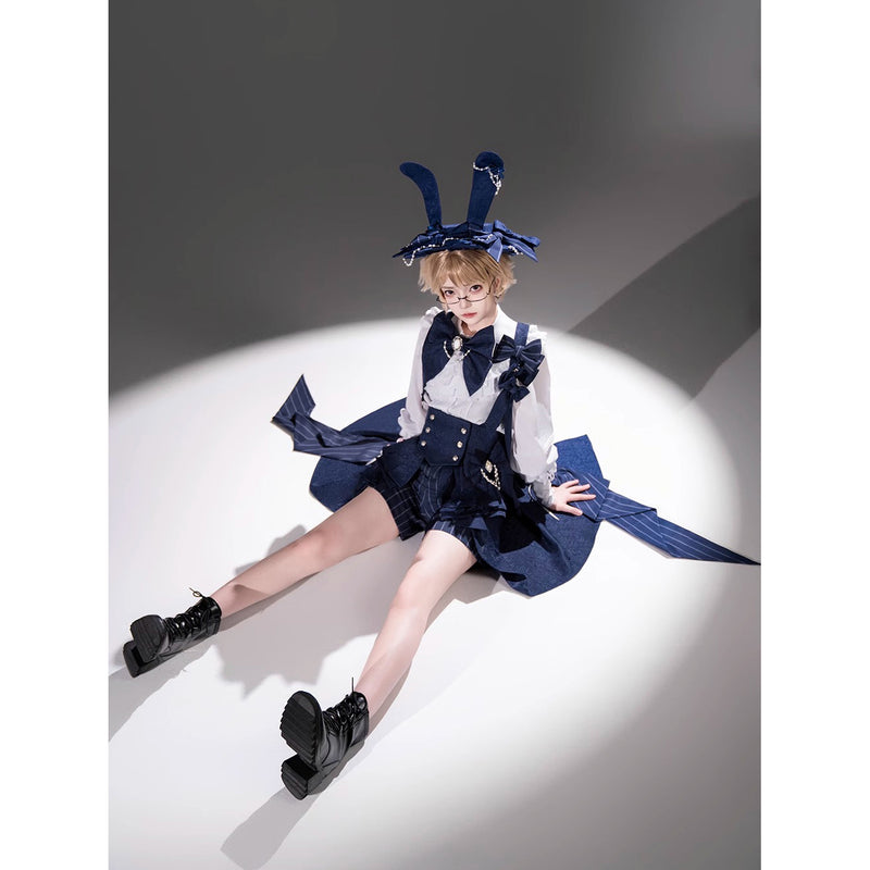 紺青騎士のジャガードコルセットとブラウスとハーフパンツとバックリボンとリボンブローチと帽子[2025年11月上旬-11月下旬発送予定]