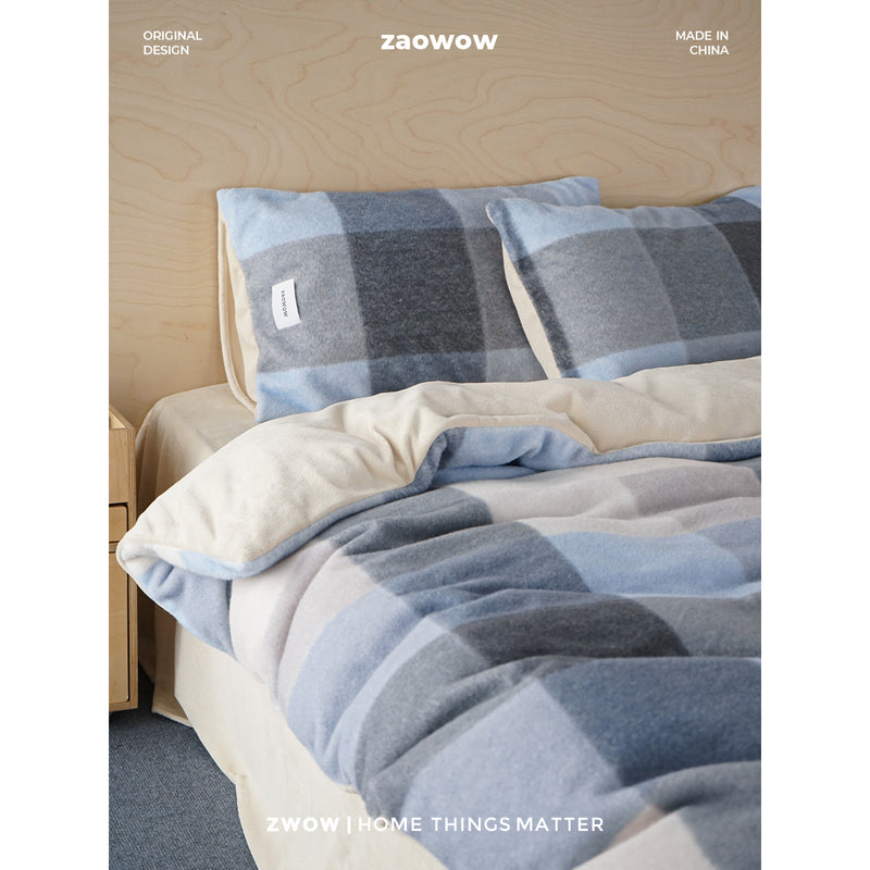 Scandinavian Check Pattern Bed Cover Set