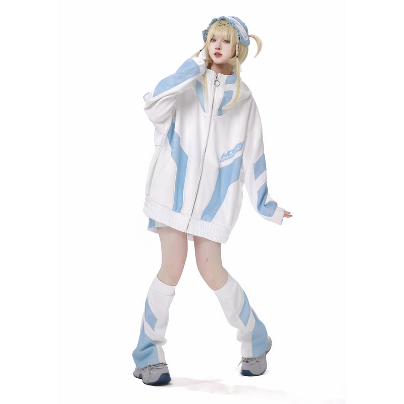 Ground Mine Girl Big Hoodie and Half Pants - Virtual Era