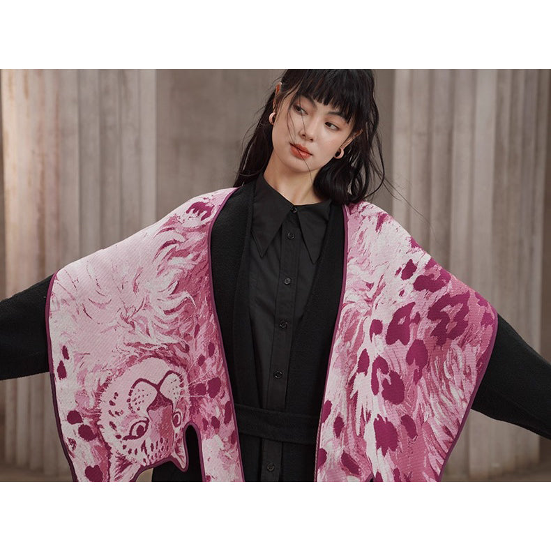 豹の挿絵ニットストール