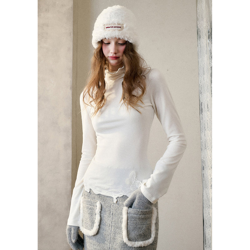 Fluffy White Knit Hat