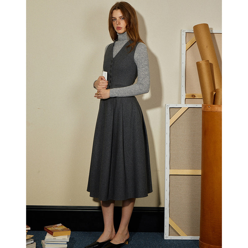 "Violin Poet " Classic Gray Jacket, Vest and Skirt