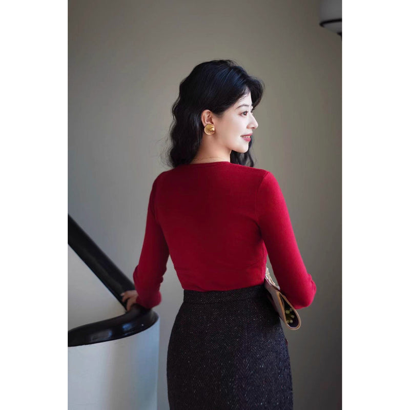 巴里貴婦人レトロニットトップス