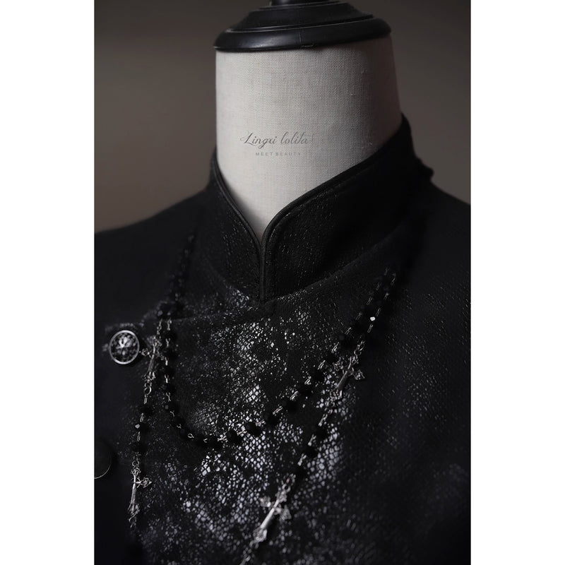 脊椎骨格の刺繍ゴシックコート