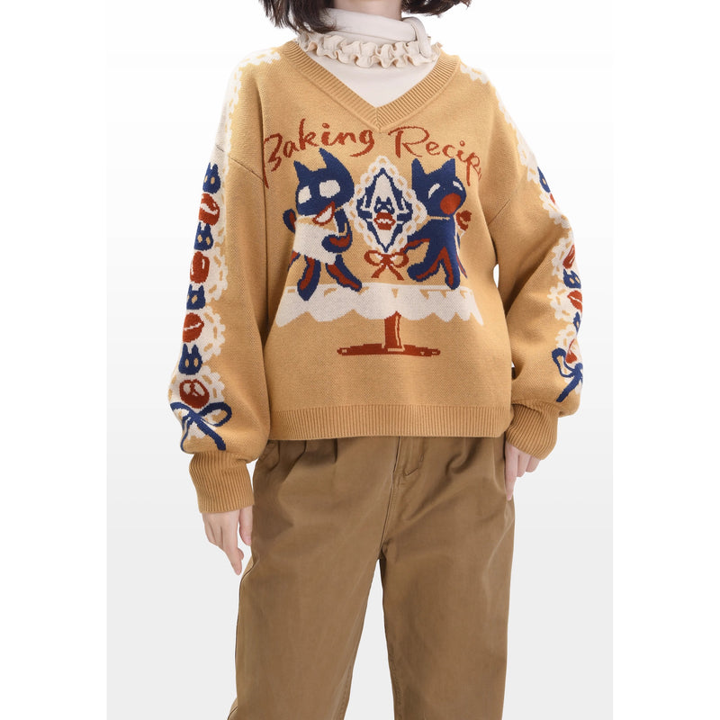 Afternoon Tea Time Cat Embroidered Knit Top[2026年1月上旬-1月下旬発送予定]