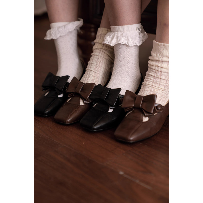英国少女のリボンクラシカルシューズ - Black[2025年12月下旬-2026年1月下旬発送予定]