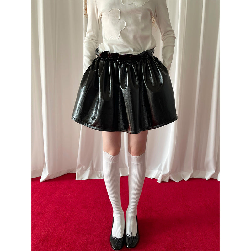 Black Patent Leather Cocoon Skirt