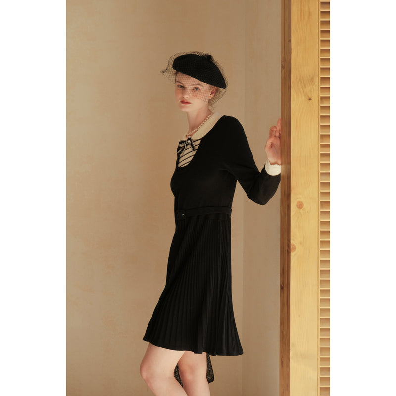 Black Knitted One Piece Dress