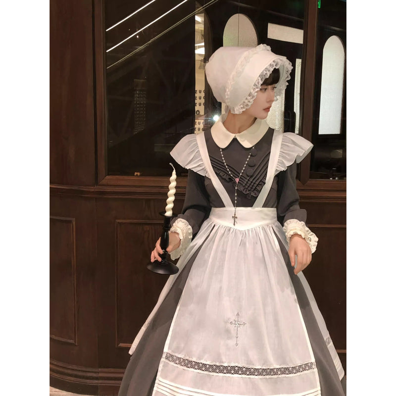 召使いのお嬢様のクラシカルワンピースとエプロンとボンネット[2026年2月下旬-3月下旬発送予定]