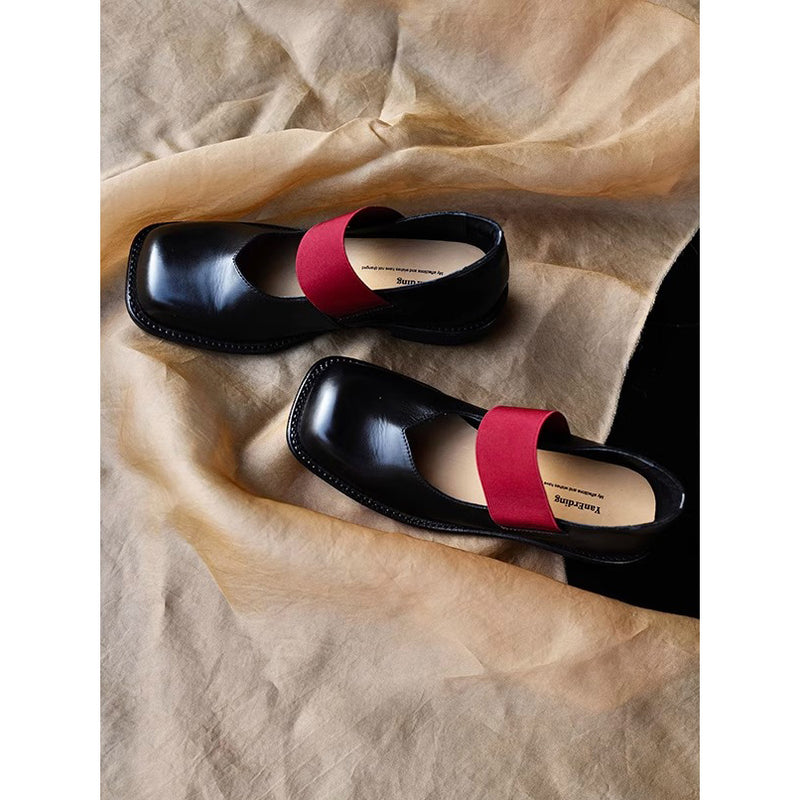 Black Square Toe Mary Jane Shoes