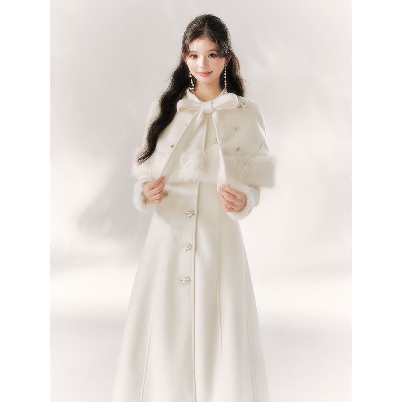 Elegant Embroidered Classical Cape Coat