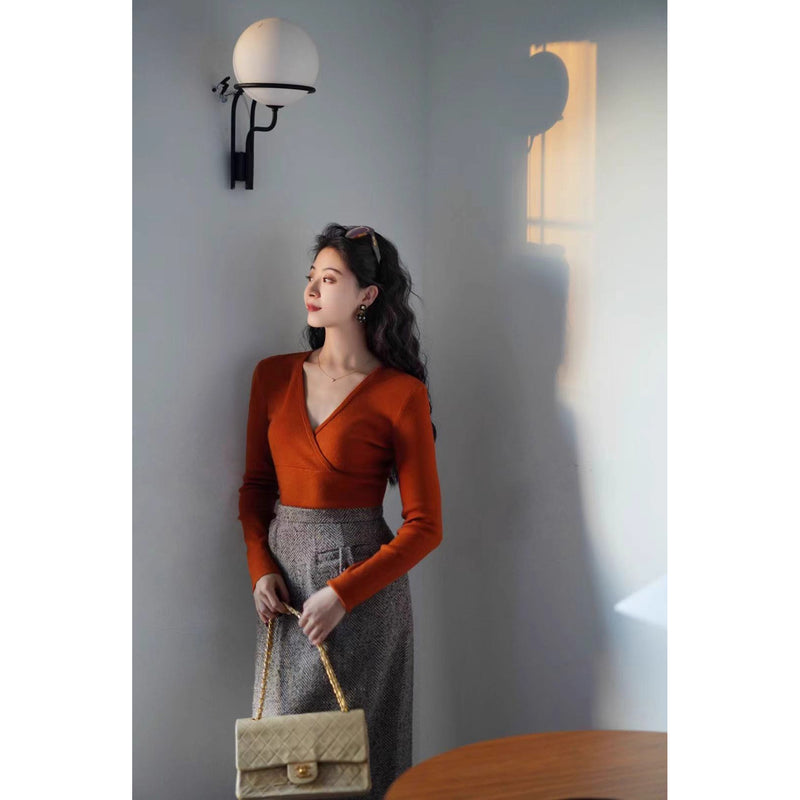 巴里貴婦人レトロニットトップス