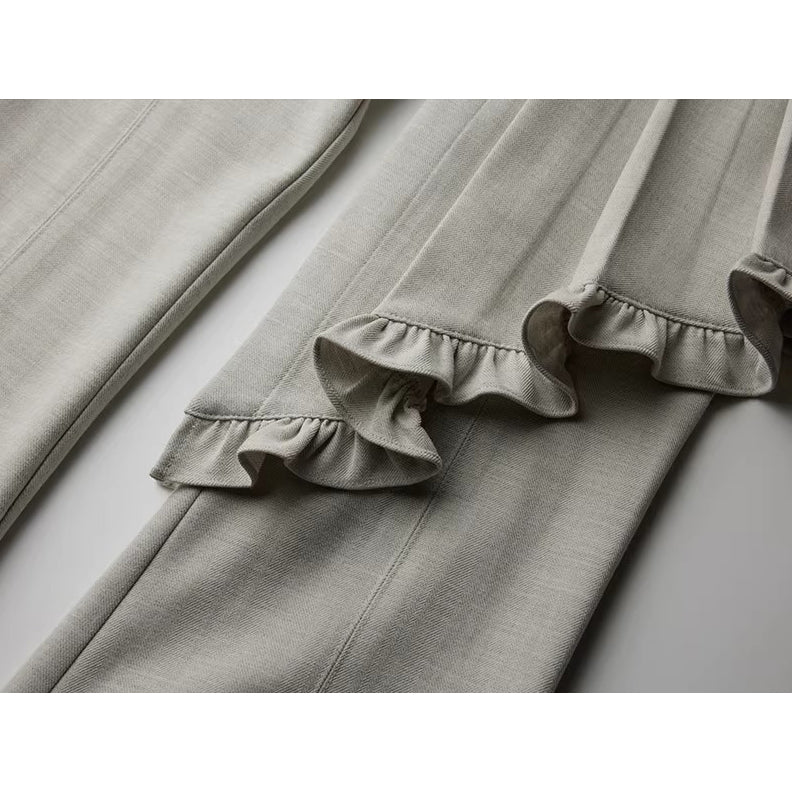 Asymmetrical Ruffled Straight Flare Pants – ManusMachina