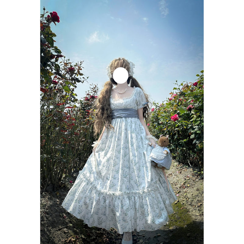 勿忘草の花群集クラシカルワンピース[2025年7月下旬-8月下旬発送予定]