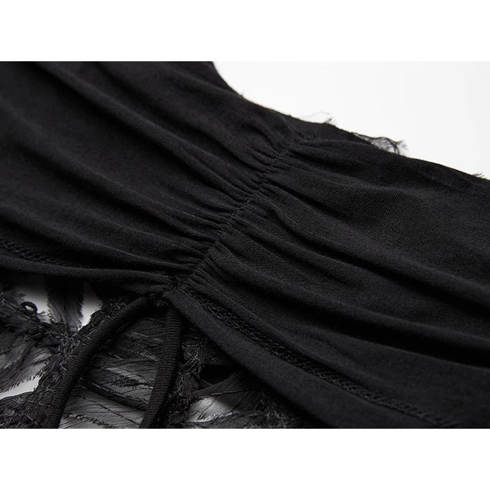 Black Feather Lace Camisole