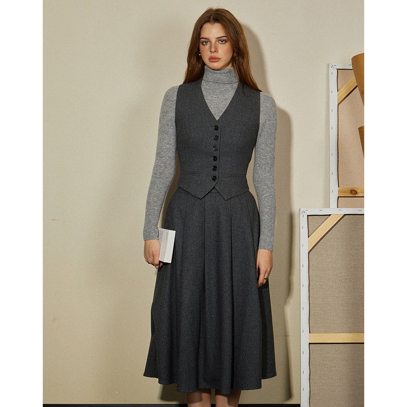 "Violin Poet " Classic Gray Jacket, Vest and Skirt