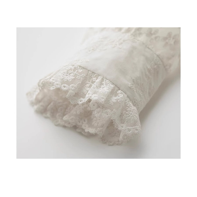 Floral Embroidered Lace Frill Blouse