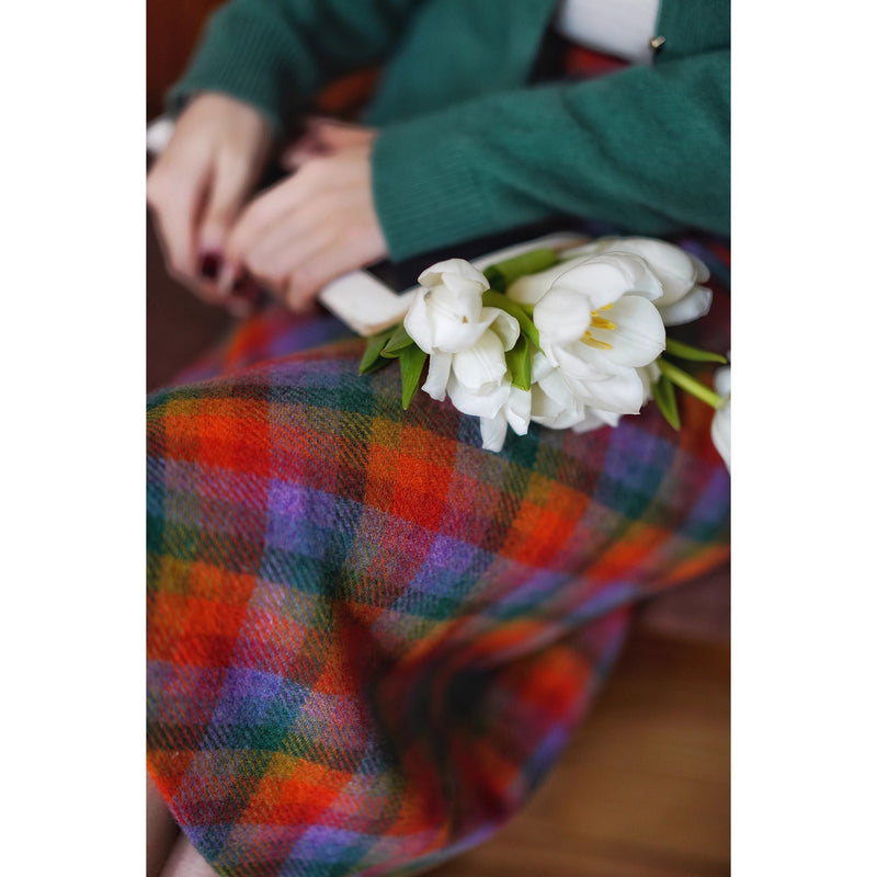 木漏れ日の格子柄ウールハーフスカート