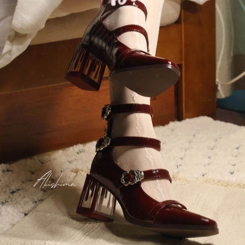 神話の女神のゴシックヒールパンプス - Wine Red[2025年11月中旬-12月中旬発送予定]